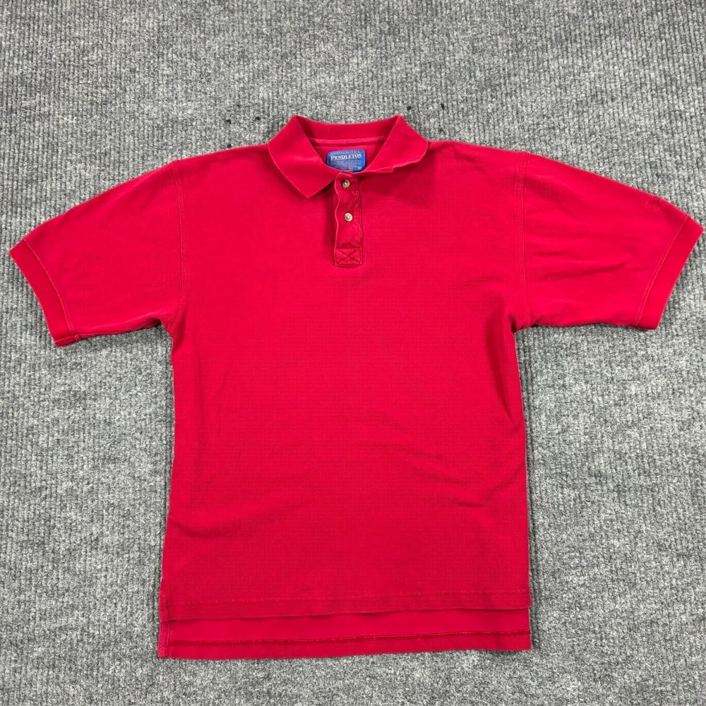 Pendleton Mens Red 100% Cotton Polo Shirt Medium Short Sleeve Embroidered Logo